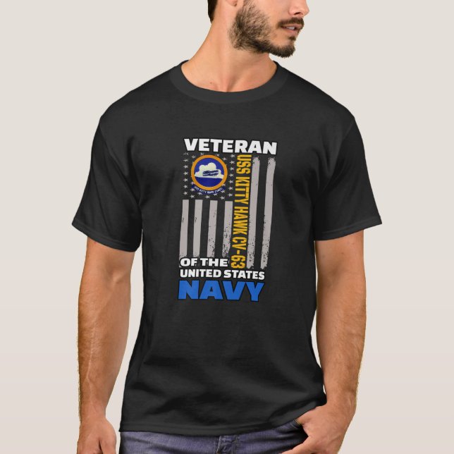 Camiseta GATINHO USS Hawk CV-63 Transportadora de Aeronaves (Frente)