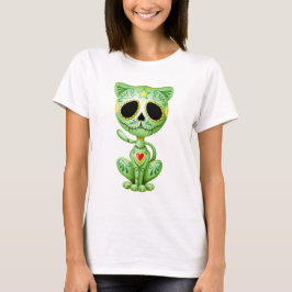 Camiseta Gatinho verde do açúcar do zombi