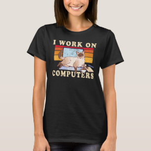 Camiseta gatinho vintage Cats and Computers para amantes de