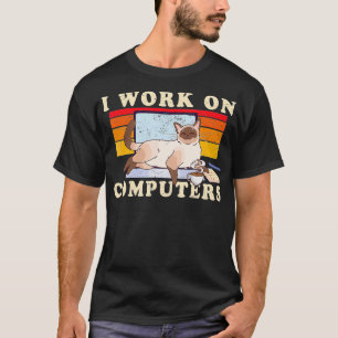 Camiseta gatinho vintage Cats and Computers para amantes de