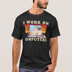 Camiseta gatinho vintage Cats and Computers para amantes de