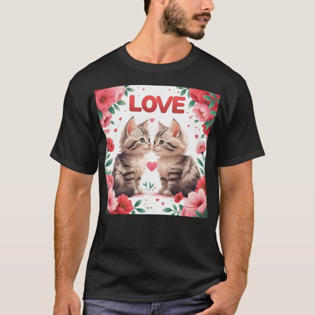 Camiseta Gatinhos apaixonados um amor doce (Frente)