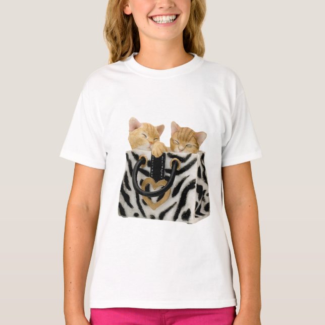 Camiseta Gatinhos bonitos na bolsa do impressão da zebra (Frente)