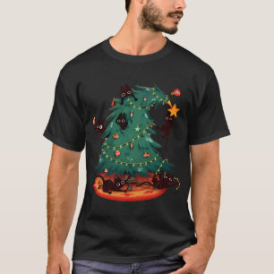 Camiseta Gatinhos brincando na árvore de Natal