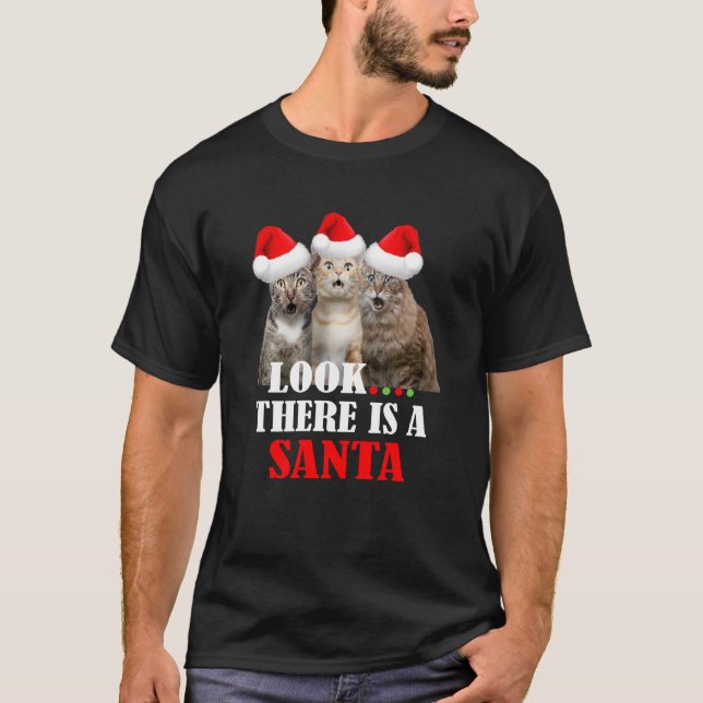 Camiseta Gatinhos com Papai Noel Feliz Natal Gato (Frente)
