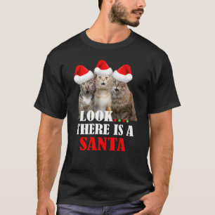 Camiseta Gatinhos com Papai Noel Feliz Natal Gato