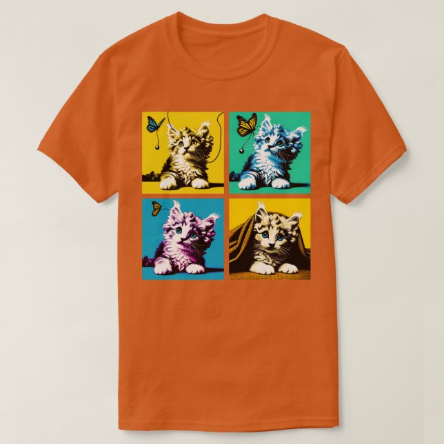 Camiseta Gatinhos de Cortes de Arte Americana (Frente do Design)