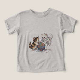 Camiseta Gatinhos Divertidos com Bola de Linha T-S