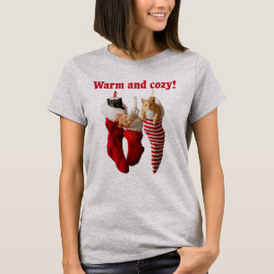 Camiseta Gatinhos do Natal nas meias