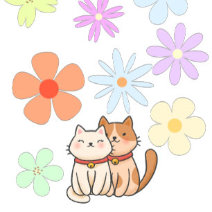 Camiseta Gatinhos e Flores