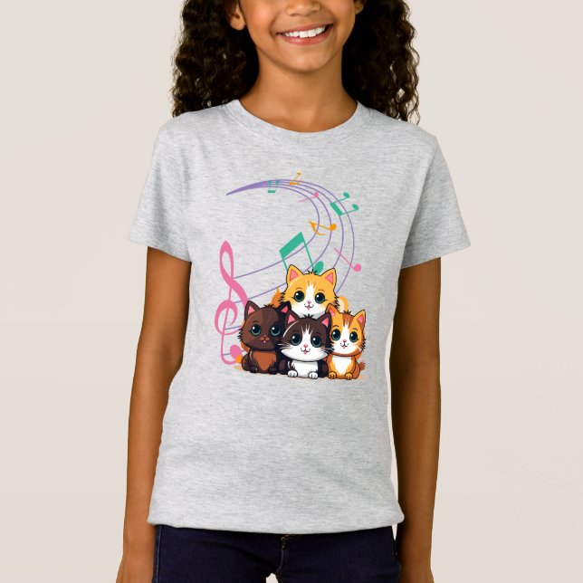 Camiseta Gatinhos Fofos Cantando (Frente)
