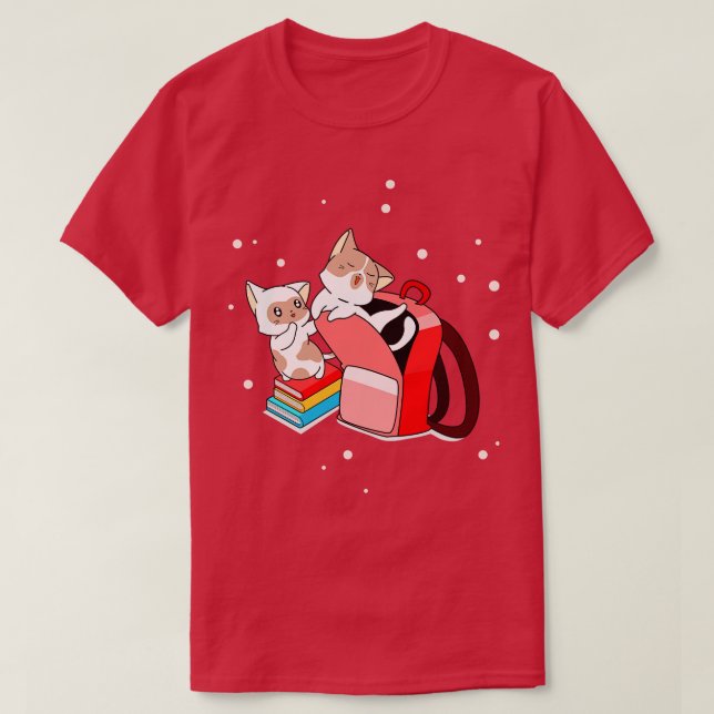 Camiseta Gatinhos Fofos Livros Escolares Voltam Para A Esco (Frente do Design)