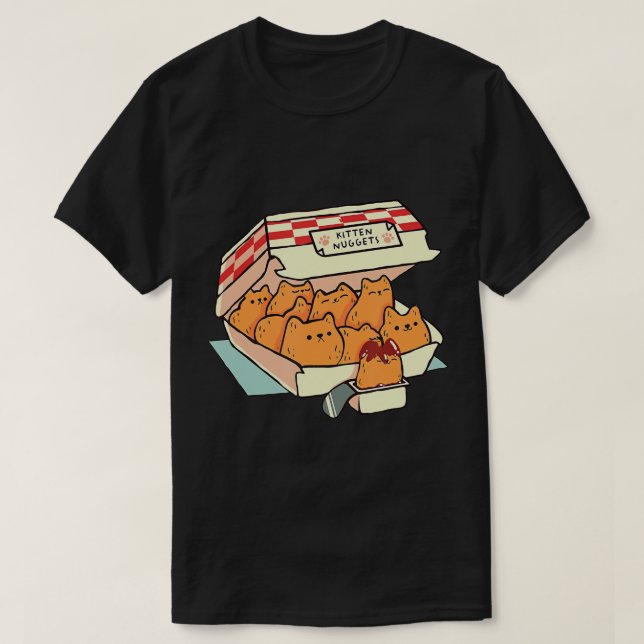 Camiseta Gatinhos Nuggets Comida Rápida Camisa-Gato (Frente do Design)