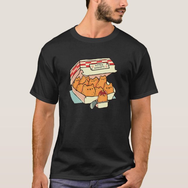 Camiseta Gatinhos Nuggets Fresco de Gato de Comida Rápida (Frente)