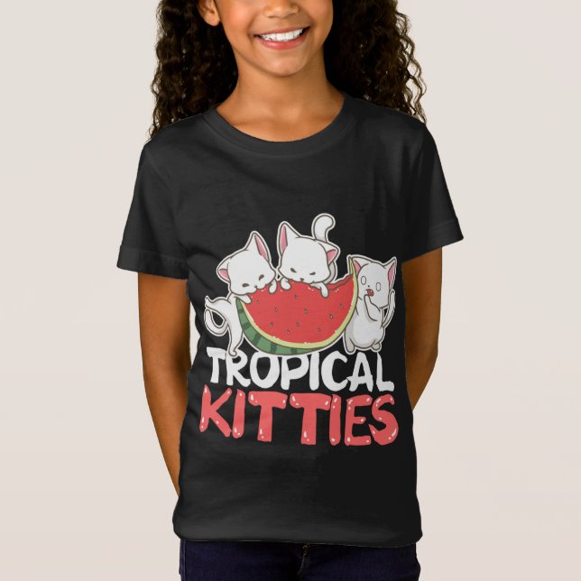 Camiseta Gatinhos Tropicais Funny Cat Kitten Melancia (Frente)