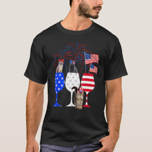 Camiseta Gato 4 De Julho Figurino Vermelho Azul Branco Glas