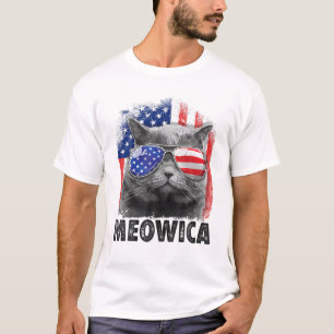 Camiseta Gato 4 De Julho Meowica Merica Men Women American