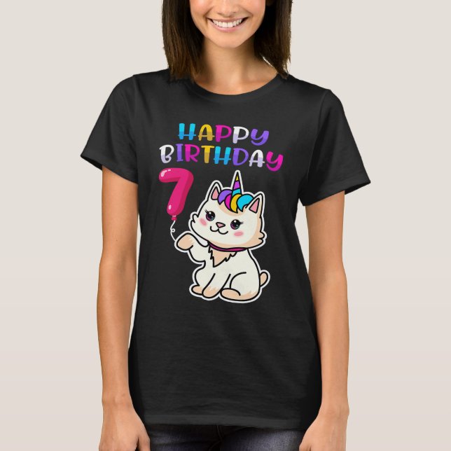 Camiseta Gato 7 Birthday Feliz Aniversário Gatinho de Catic (Frente)