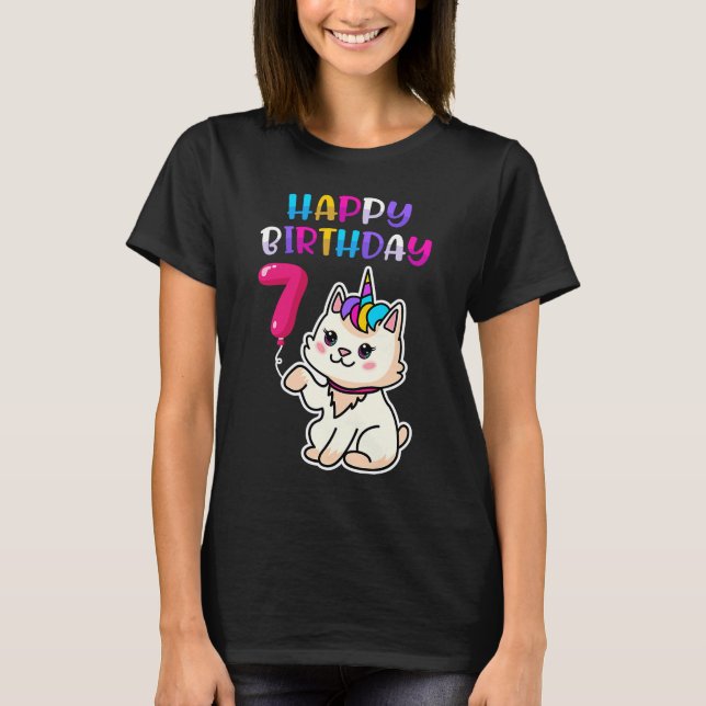 Camiseta Gato 7 Birthday Feliz Aniversário Gatinho de Catic (Frente)