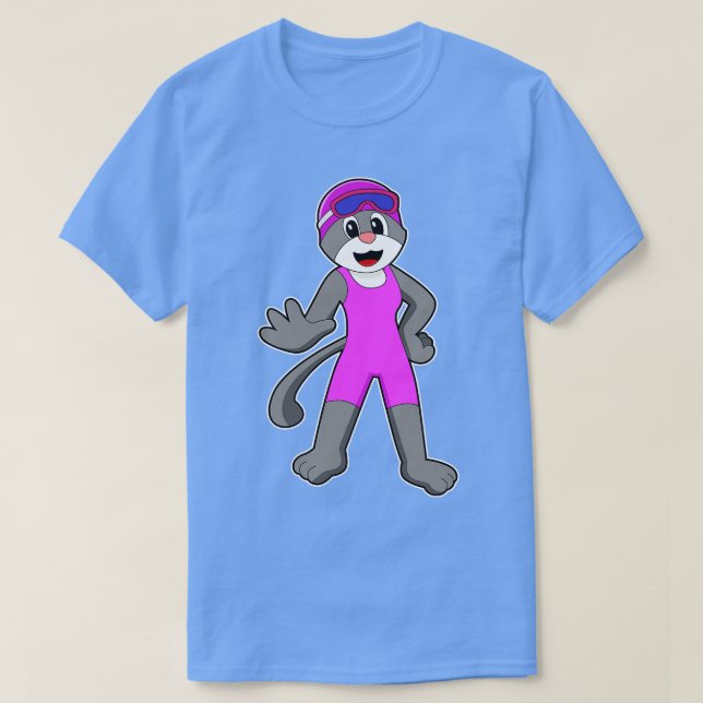 Camiseta Gato a Nadar com maiô (Frente do Design)