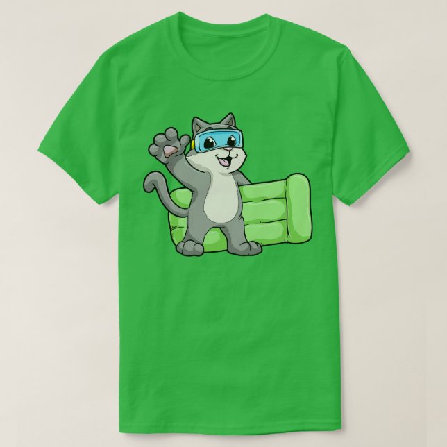 Camiseta Gato a Nadar com óculos de Nadação 1 (Frente do Design)