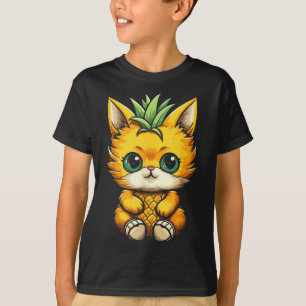 Camiseta Gato Abacaxi Fruta Olá Férias de Verão Gato Amor