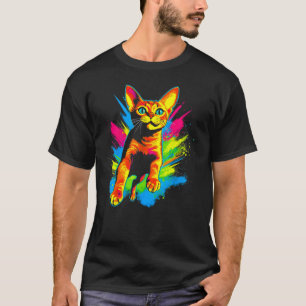 Camiseta Gato Abissínio Arco-íris