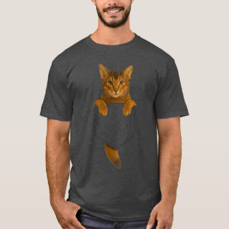 Camiseta Gato Abissínio Bolsinho Presentes Divertidos Mãe d