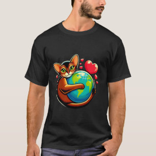 Camiseta Gato Abissínio Marrom Dia da Terra Abraço Amor Don