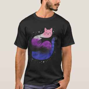 Camiseta Gato abraço Genderfluid Bandeira do Orgulho LGBT N