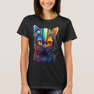 Camiseta Gato Abstrato 3D Colorido Vibrante Gato Vetor 11