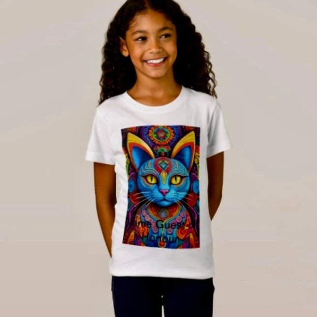 Camiseta Gato Abstrato com Olhos Amarelos  (Comfy tri-blend women’s tee feminine fit, scoop neck, short sleeves, relaxed fit.  
)