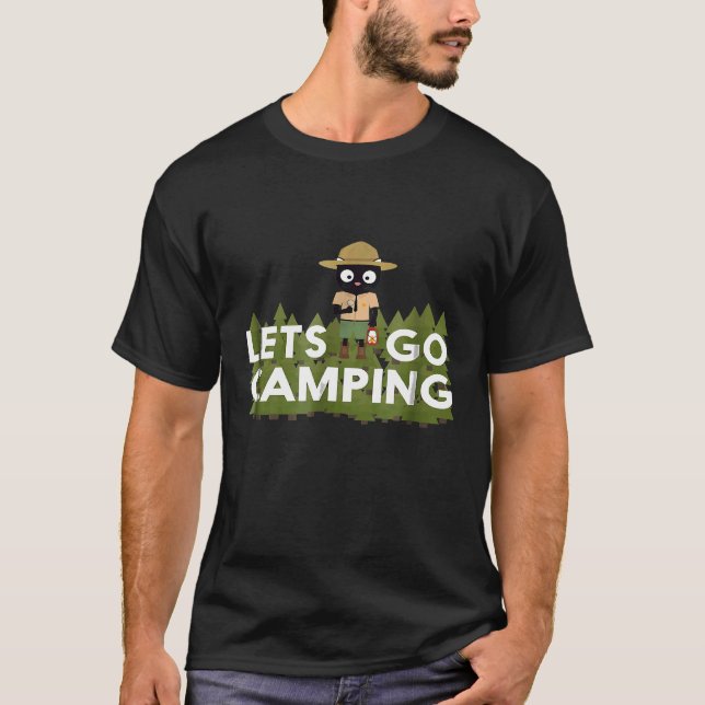 Camiseta Gato Acampando Em Uniforme De Guarda Florestal Gua (Frente)