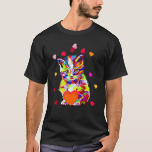 Camiseta Gato Adaptação Colorido Dia dos Namorados Gato