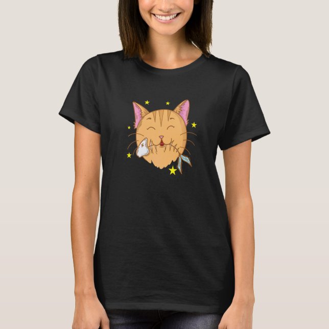 Camiseta Gato adora Peixe e Comida (Frente)