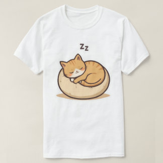 Camiseta Gato adorável adormecido - Gatinho de cartoon boni