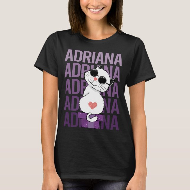 Camiseta Gato Adorável - Adriana Nome (Frente)