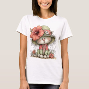 CAMISETA GATO ADORÁVEL CAPRICHOSO COM TEMA DE VERÃO