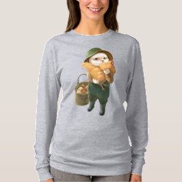 Camiseta Gato Adorável com Hen na Fazenda