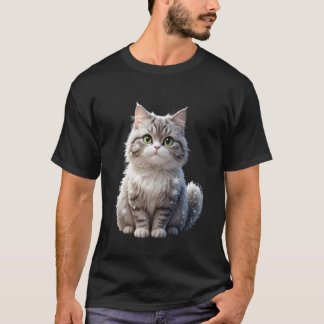 Camiseta Gato Adorável de Inverno com Flocos de Neve Arte p