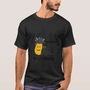 Camiseta Gato adorável do Halloween Chapéu de bruxa Abóbora