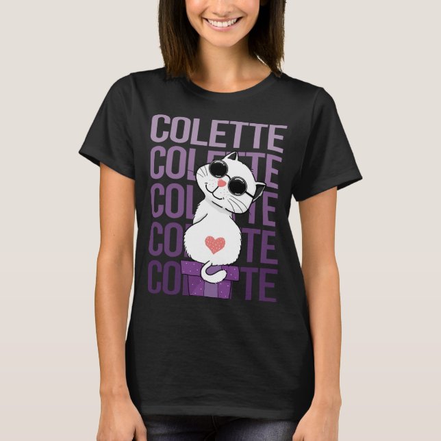 Camiseta Gato Adorável - Nome Colette (Frente)