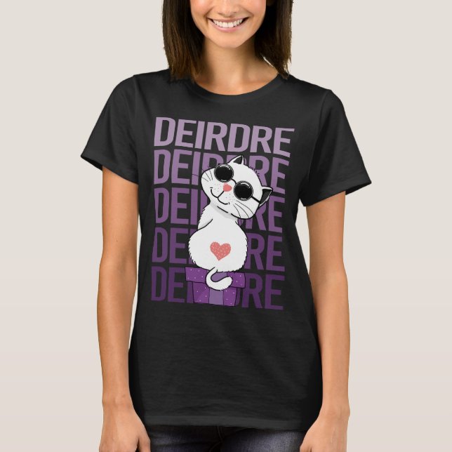 Camiseta Gato Adorável - Nome Deirdre (Frente)