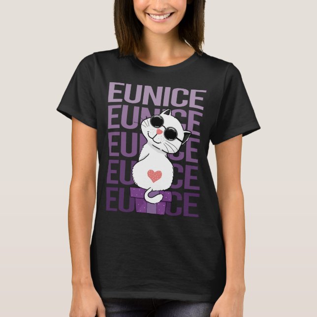 Camiseta Gato Adorável - Nome Eunice (Frente)