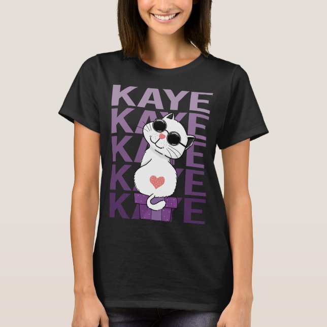 Camiseta Gato Adorável - Nome Kaye (Frente)
