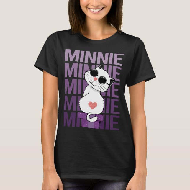 Camiseta Gato Adorável - Nome Minnie (Frente)