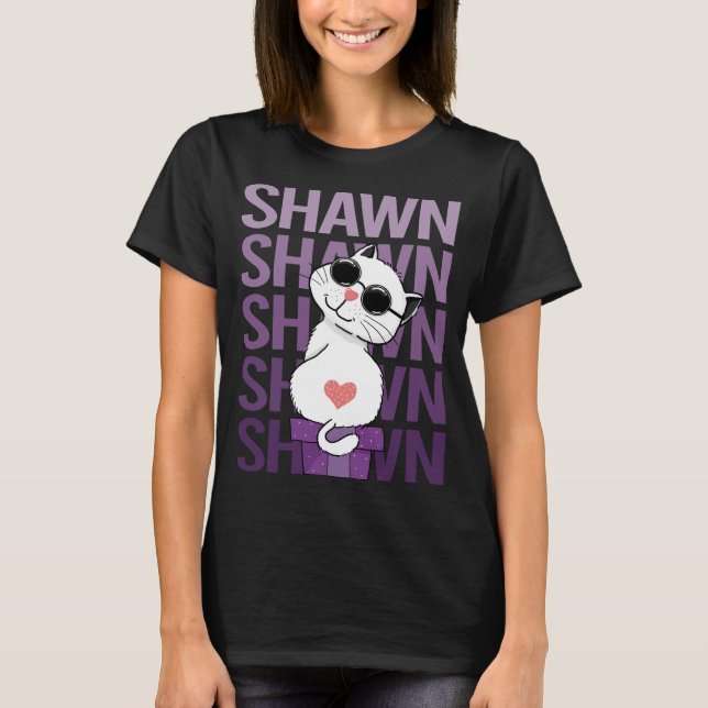 Camiseta Gato Adorável - Nome Shawn (Frente)