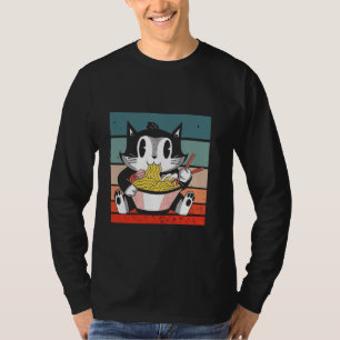 Camiseta Gato Adorável Ramen Sushi Rua Comida Gatos Cuisine