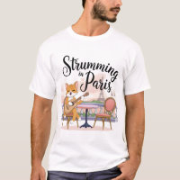 Gato Adorável Tocando Violão na Arte Parisiense