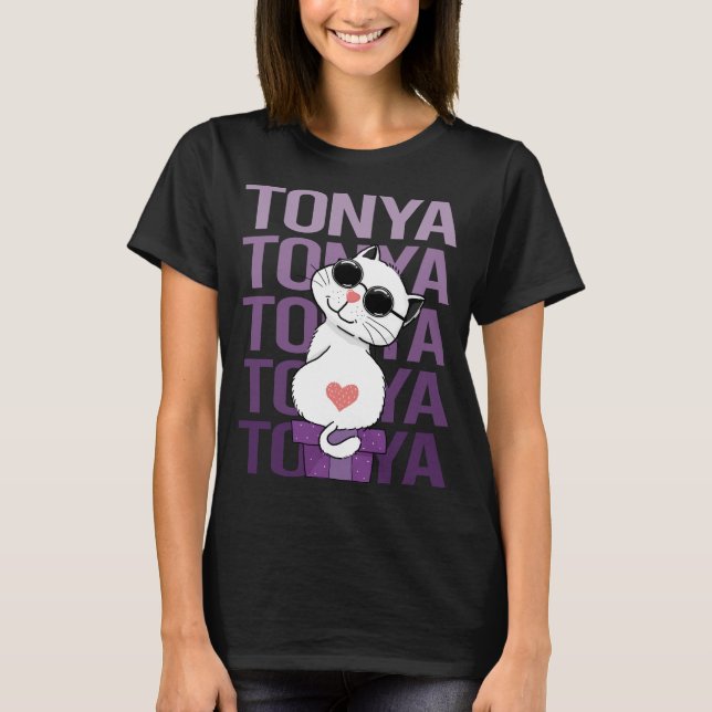 Camiseta Gato Adorável - Tonya Nome (Frente)